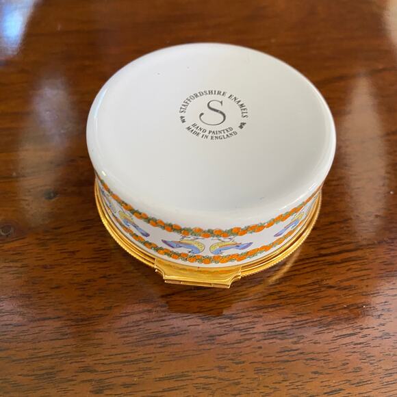 Staffordshire Enamels England God's Garden Floral Trinket Pill Box Vintage - Picture 14 of 14